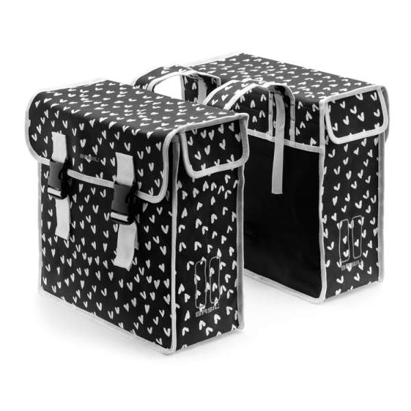 Basil dubb tas Mara XL heart dots Black/Heart Dots